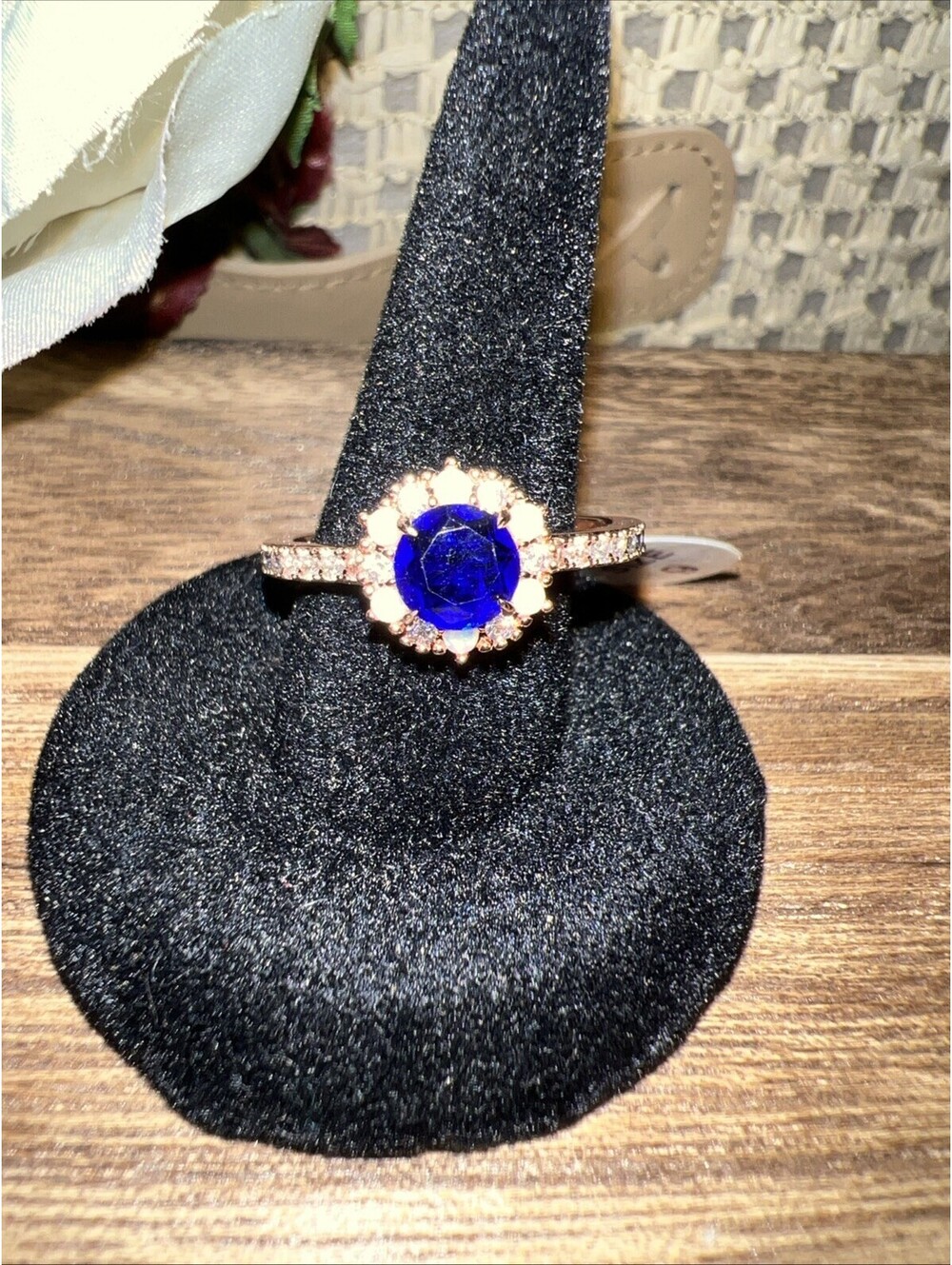 Bomb Party Size 9. Timeless Essence. Sapphire Fused W/ Genuine Quartz. Rose Gold
